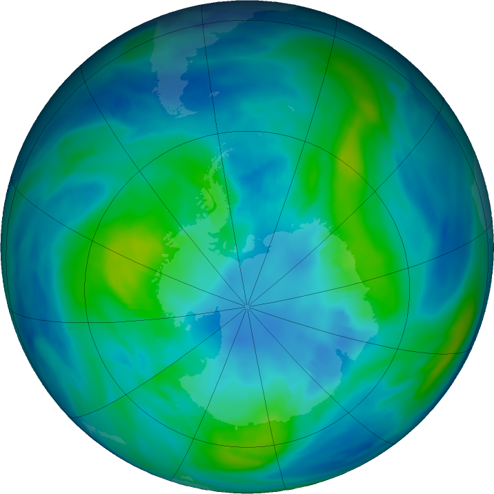 Antarctic ozone map for 14 April 2024